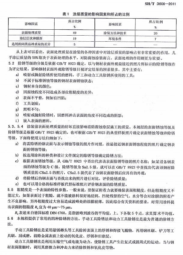 ʯ�ͻ���Ϳ�Ϸ����g����ʩ�����gҎ��SH/T 3606-2011�l���f��-����̎��